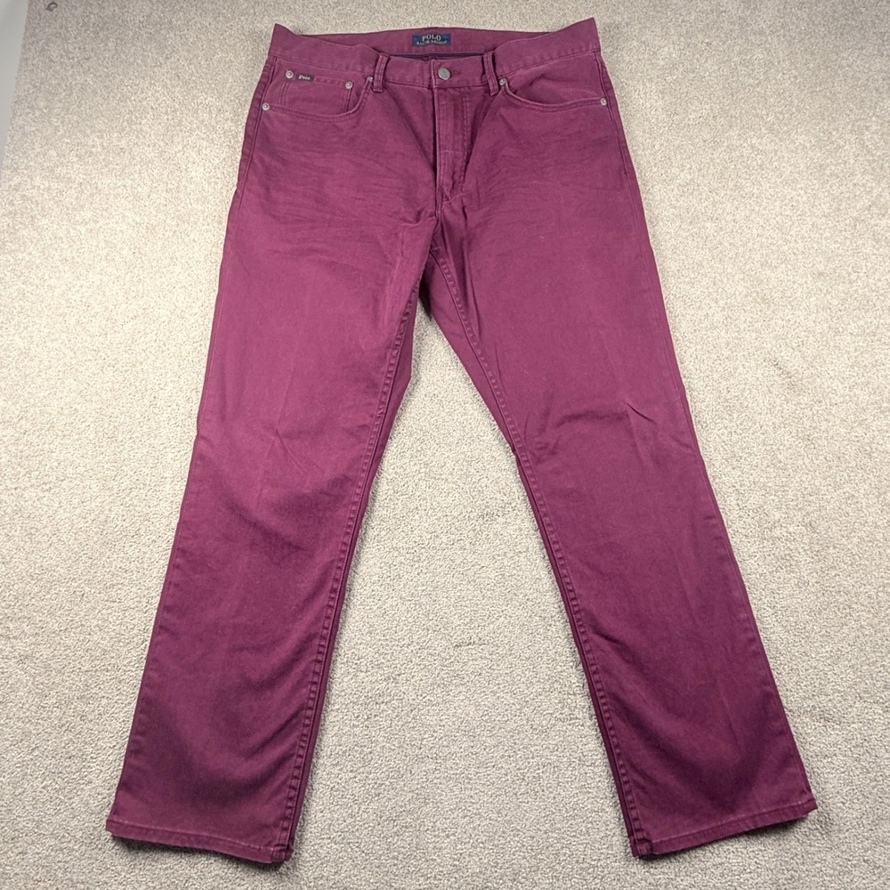 Polo Ralph Lauren Pants Mens 34x30 Burgundy Excellent Straight Leg Cotton